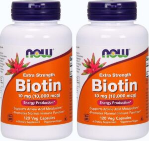 Frente de la caja NOW Foods Biotin 10 mg