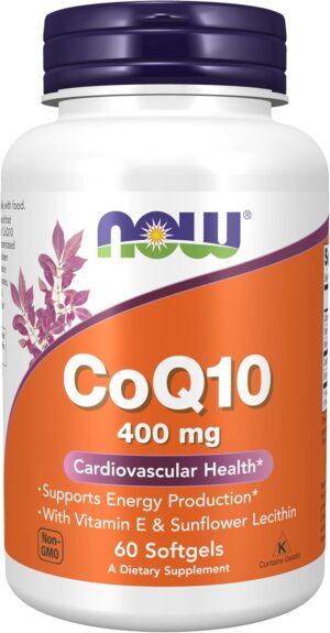 NOW Foods CoQ10 400 mg frasco frontal
