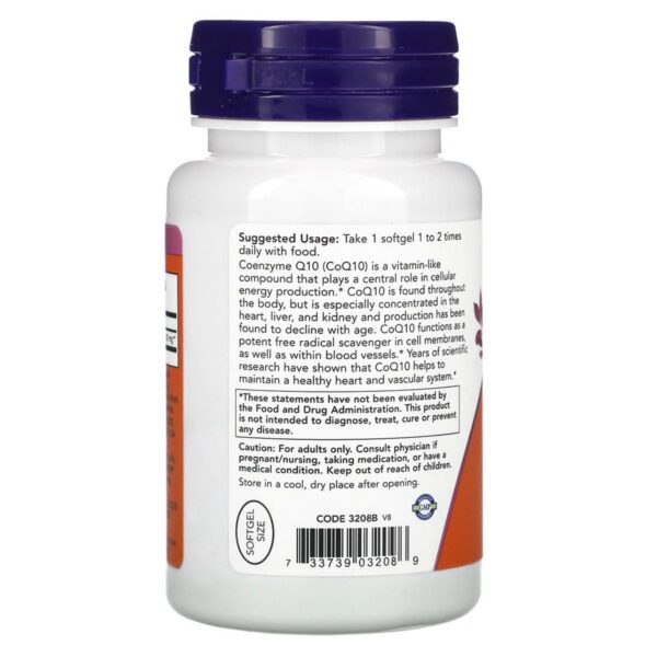 Etiqueta frontal de CoQ10 NOW Foods