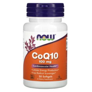 Envase de NOW Foods CoQ10 Softgels 100 mg
