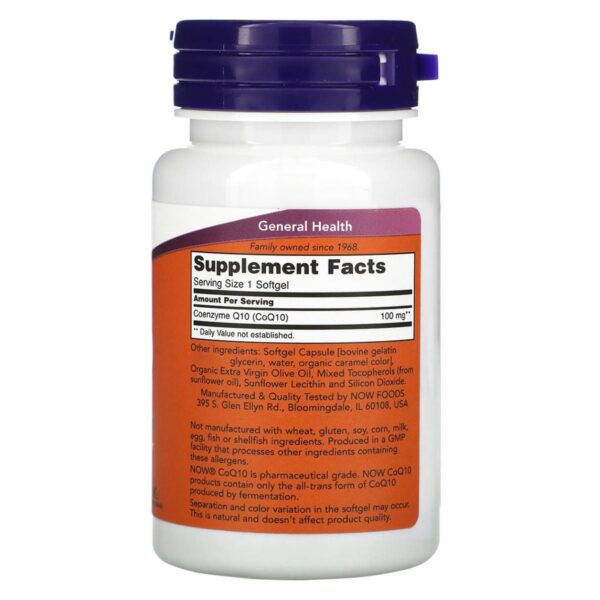 Etiqueta de la botella NOW Foods CoQ10