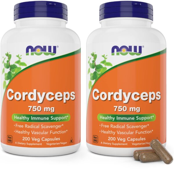 Paquete de Now Foods Cordyceps con 200 cápsulas orgánicas