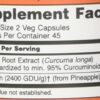 Etiqueta de suplemento NOW Foods con ingredientes cúrcuma y bromelina