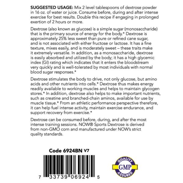 Frente del envase blanco de Dextrosa