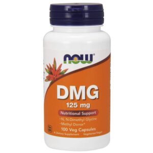 NOW Foods DMG 125 mg cápsulas frasco frontal