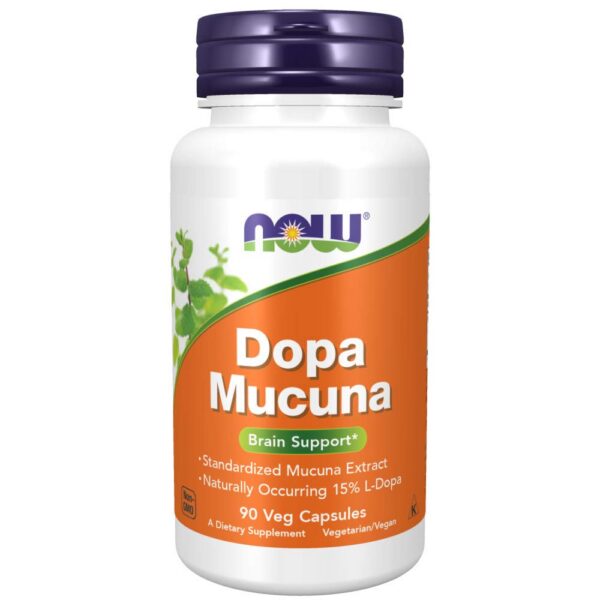 Version 1.0.0 Now Foods DOPA Mucuna suplemento bienestar envase frontal
