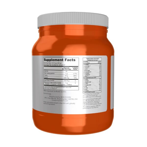 NOW Foods Egg White Protein etiqueta lateral