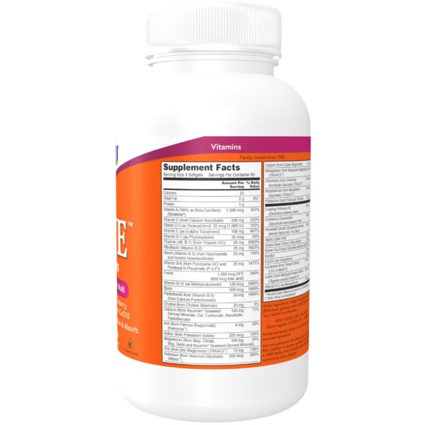 Empaque trasero NOW Foods Eve Superior mujer 180 cápsulas