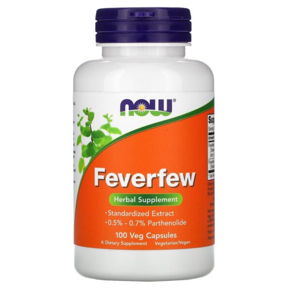 NOW Foods Feverfew cápsulas vegetales suplemento herbal 100 unidades