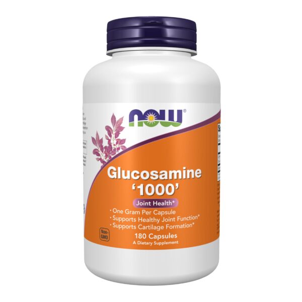 Frasco de NOW Foods glucosamina 1000 mg - etiqueta