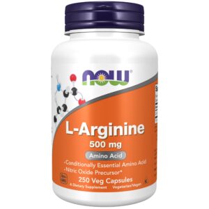 L-Arginina NOW Foods 500 mg botella frontal