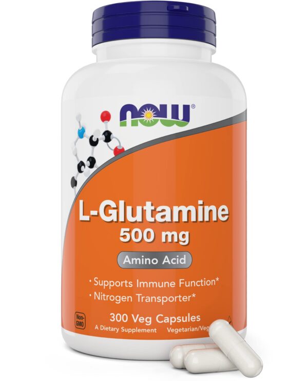 Frasco NOW Foods L-Glutamina 500 mg cápsulas