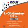 Frasco y etiqueta de L-Glutamina 500 mg NOW Foods