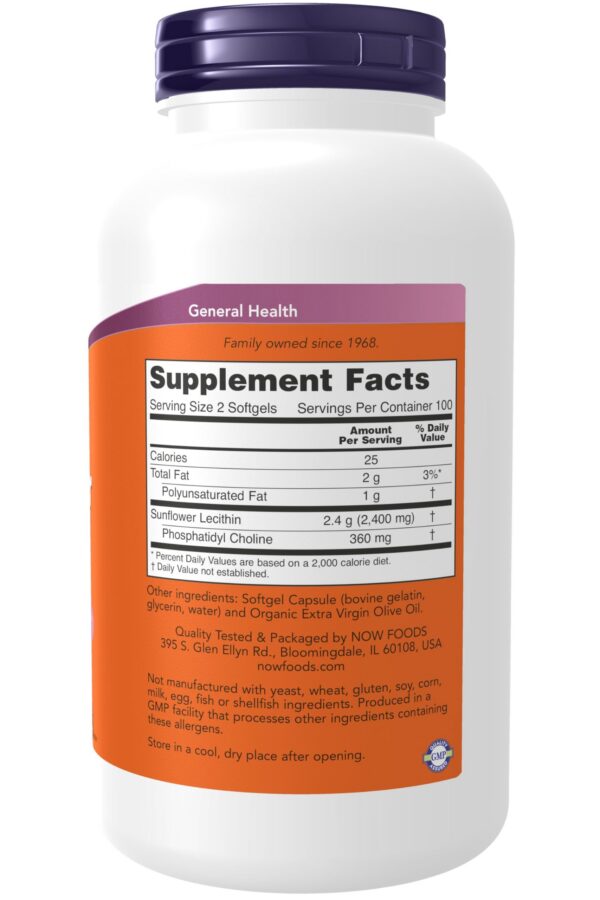 Frasco de lecithina de girasol NOW Foods
