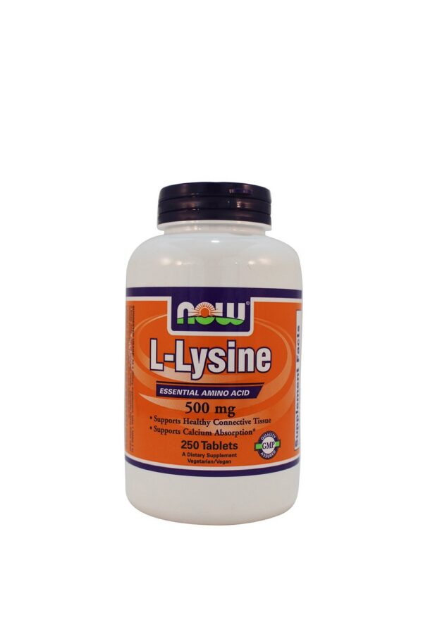 Caja exterior Now Foods L-Lysine 500 mg