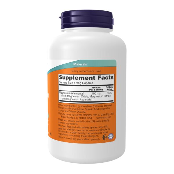 NOW Foods Magnesio 400 mg etiqueta