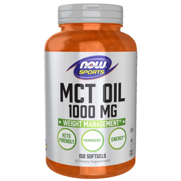 Frasco NOW Foods MCT Oil con etiqueta visible