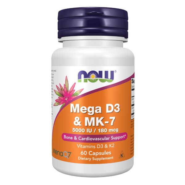Etiqueta de NOW Foods D-3 MK-7 en cápsulas