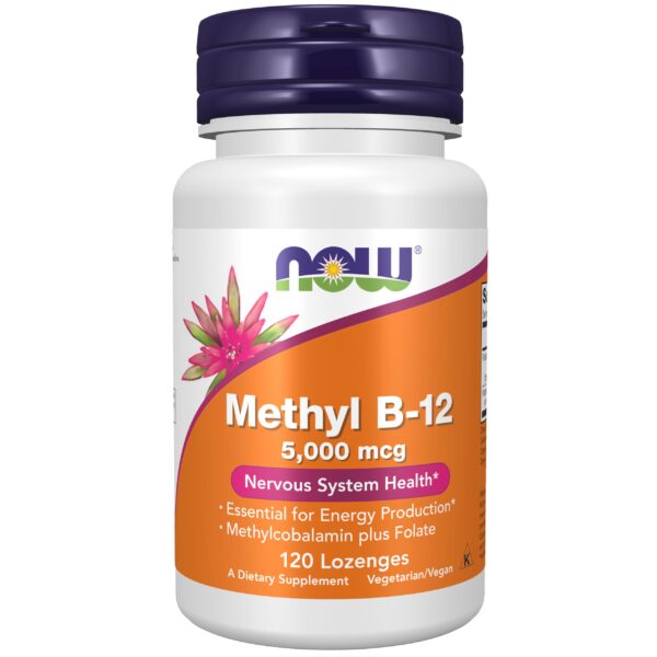 NOW Foods Metil B12 5000 mcg 120 pastillas para el sistema nervioso