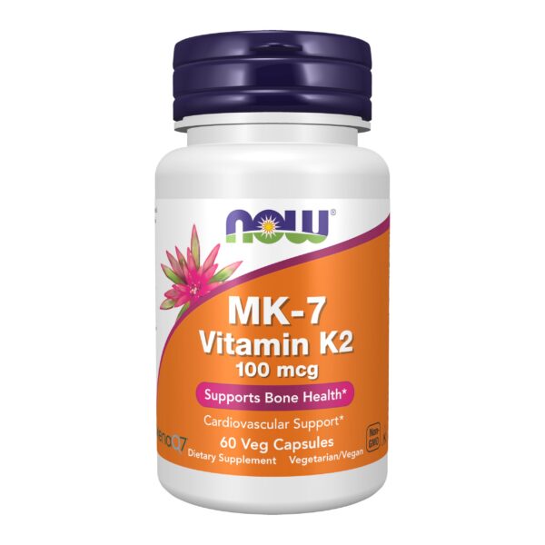 NOW Foods MK-7 Vitamina K-2 frasco frontal