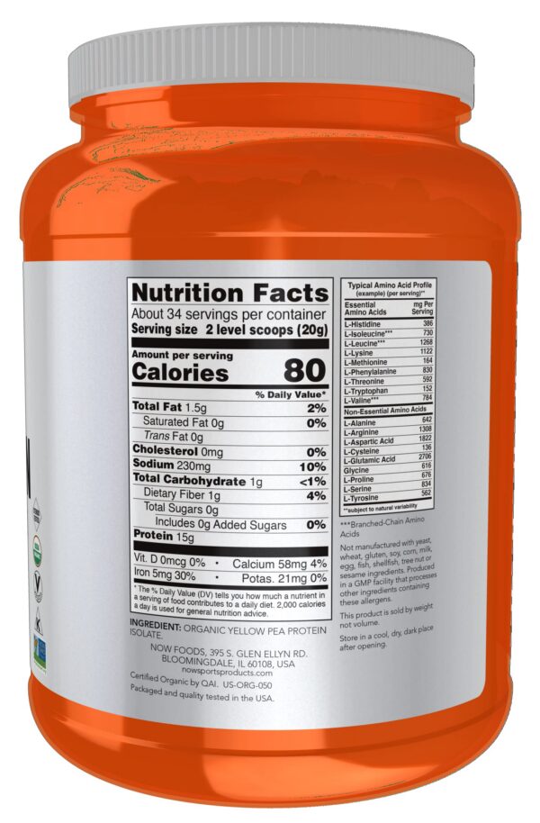 Version 1.0.0 Etiqueta frontal NOW Foods Pea Protein Orgánica
