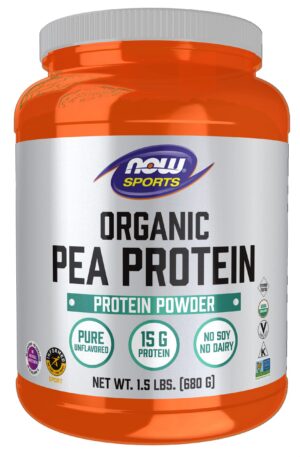 Frasco de NOW Foods Pea Protein orgánica sin sabor
