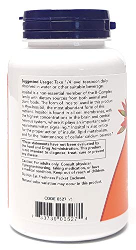 Now Foods polvo inositol vista superior envase