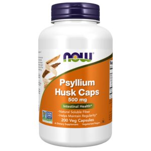 NOW Foods Psyllium Husk cápsulas 500 mg para salud intestinal