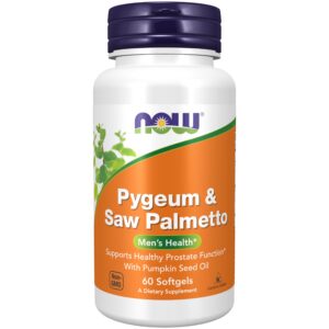 NOW Foods Pygeum y Saw Palmetto con aceite de semilla de calabaza 60 softgels