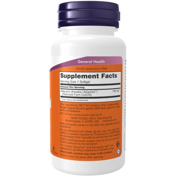 Cápsulas suaves Ubiquinol 100 mg NOW Foods