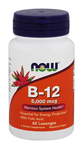 Now Foods Vitamina B-12 5000mcg con ácido fólico frontal paquete