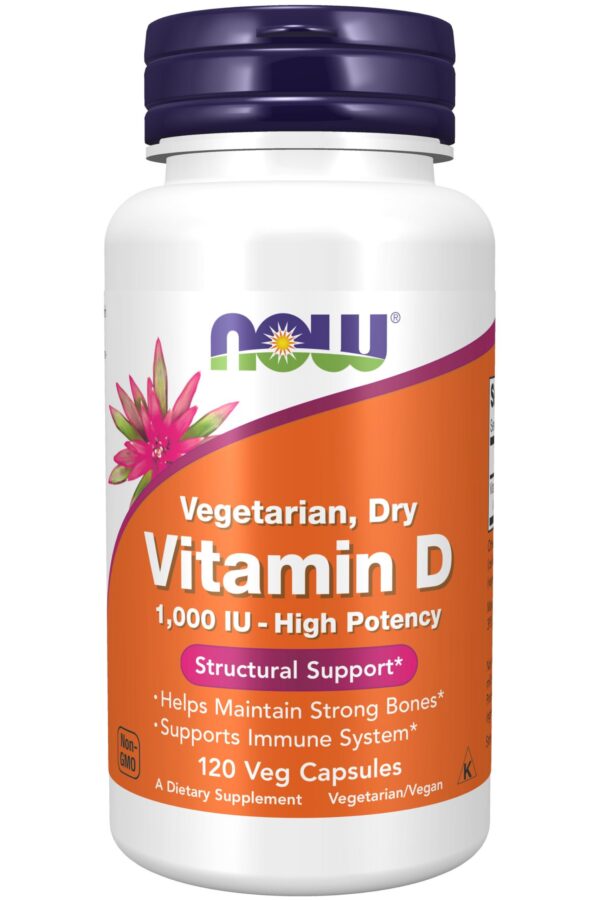 Now Foods Vitamina D Vegetariana Seca 1000 UI frasco