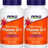 NOW Foods Vitamina D3 cápsulas blandas frasco