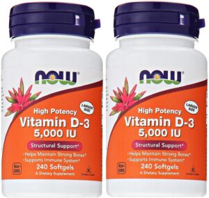 Now Foods vitamina D3 5000 ui cápsulas blandas paquete doble 240 unidades