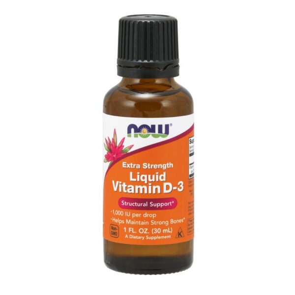 NOW Foods Vitamina D3 Líquida botella frontal