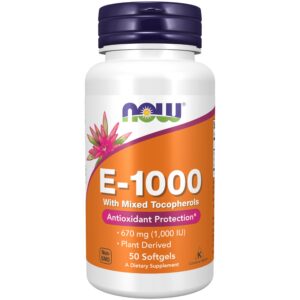 NOW Foods Vitamina E 1000 IU frasco 50 cápsulas blandas antioxidante