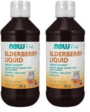NOW jarabe líquido de saúco para niños con zinc y astrágalo