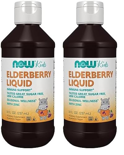 NOW jarabe líquido de saúco para niños con zinc y astrágalo