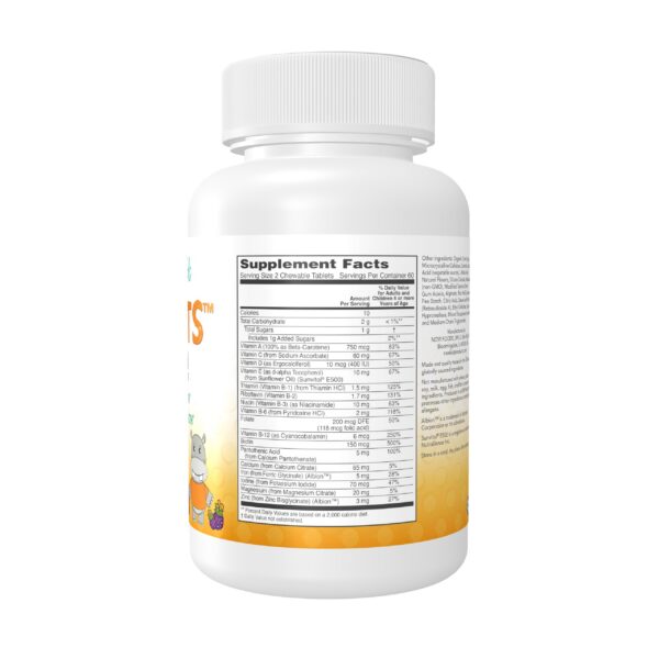 Version 1.0.0 Vista trasera del empaque NOW Kid Vits