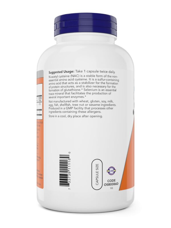 Frasco NOW NAC en primer plano