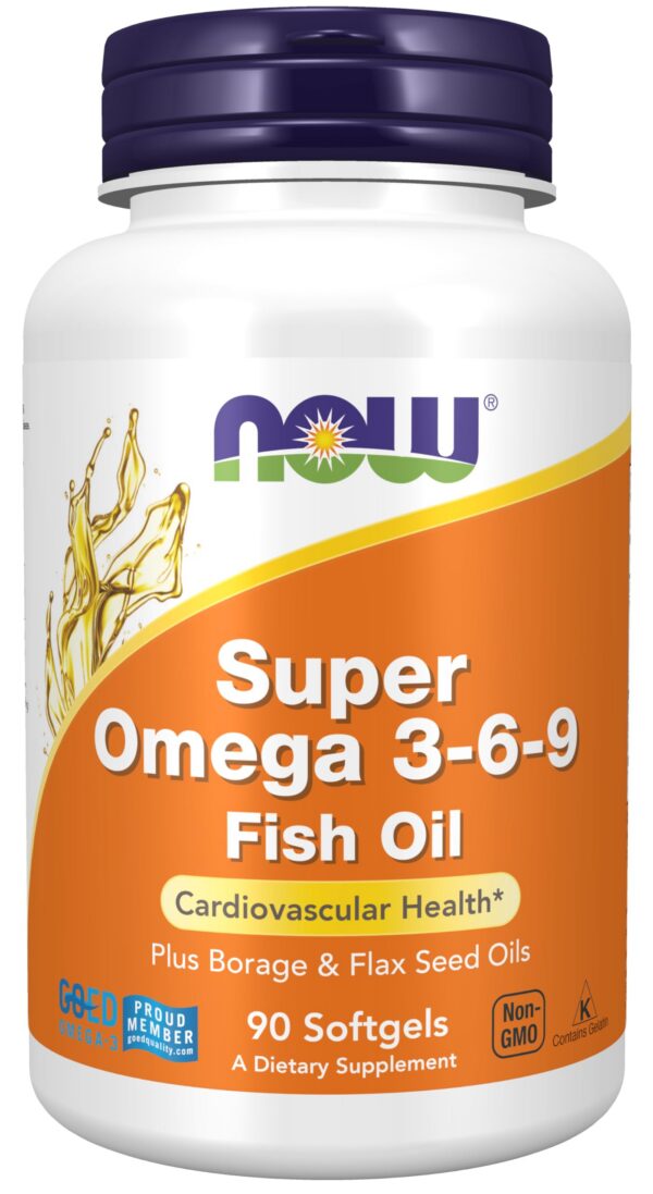 Envase NOW Omega 3-6-9 90 cápsulas