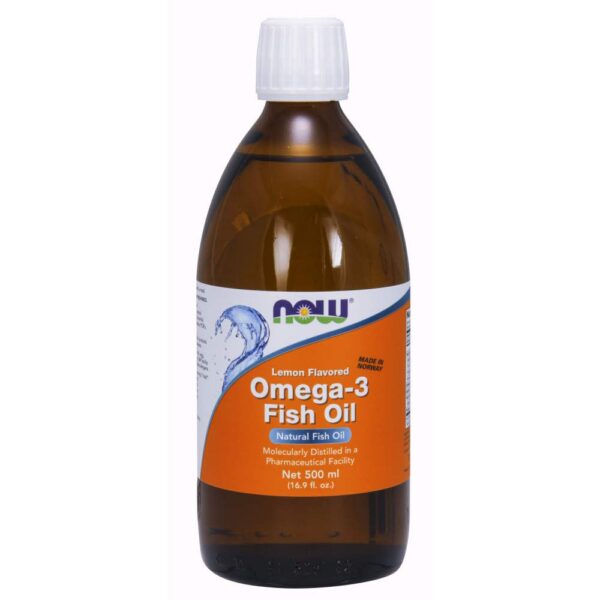 NOW Omega-3 Aceite de Pescado Limón etiqueta