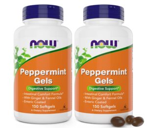 Now Peppermint Gels con aceite jengibre e hinojo 150 cápsulas