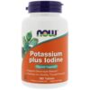 Frasco de NOW Potassium Plus Iodine con etiqueta frontal