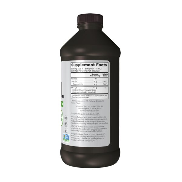Version 1.0.0 Etiqueta trasera NOW MCT Oil Chocolate Mocha
