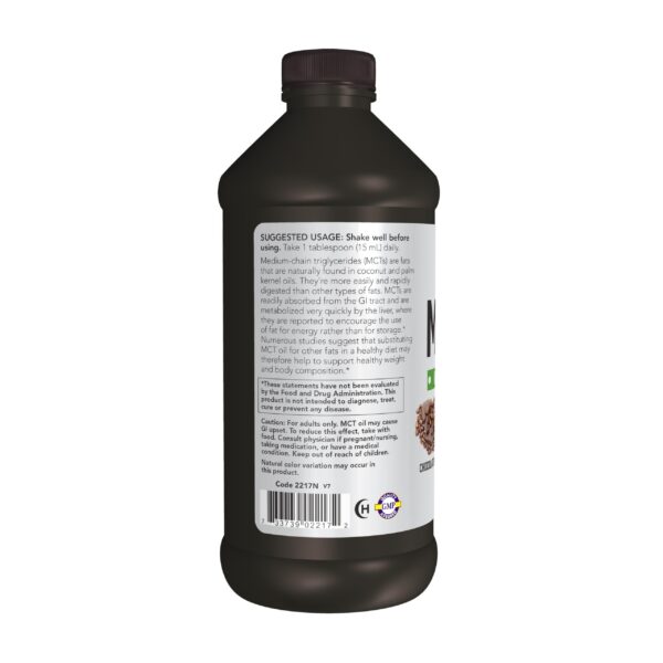 Frasco NOW MCT Oil Chocolate Mocha con tapa