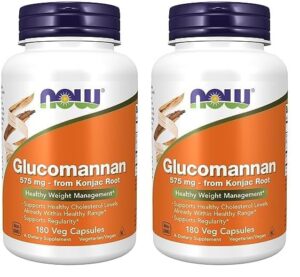 NOW suplementos glucomanano fibra natural 575 mg 180 cápsulas