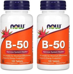 Frontal de NOW Supplements Vitamin B-50 mg 100 tabletas