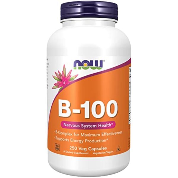 NOW Vitamina B-100 250 cápsulas veganas apoyo energético