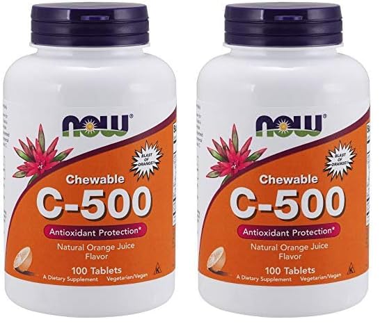 NOW Vitamina C-500 pastillas masticables sabor naranja